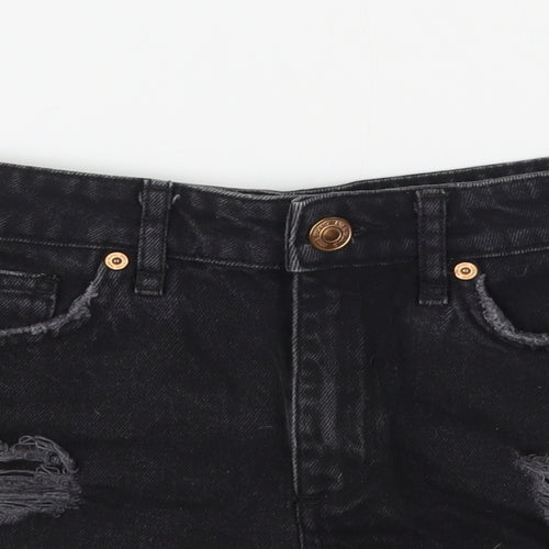 River Island Womens Black  Cotton Cut-Off Shorts Size 8 L3 in Regular