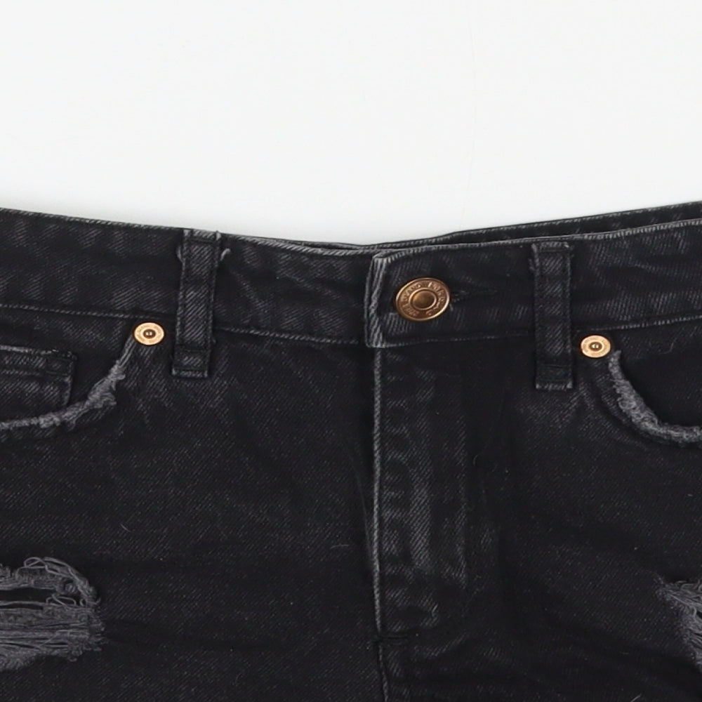 River Island Womens Black  Cotton Cut-Off Shorts Size 8 L3 in Regular