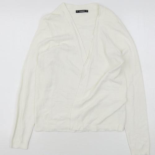Dunnes Stores Womens White V-Neck  Viscose Cardigan Jumper Size S
