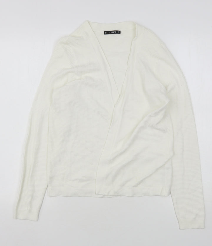 Dunnes Stores Womens White V-Neck Viscose Cardigan Jumper Size S