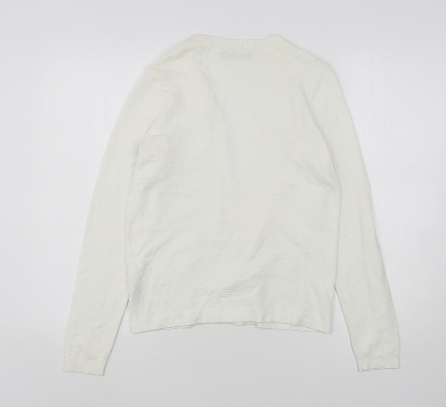 Dunnes Stores Womens White V-Neck  Viscose Cardigan Jumper Size S