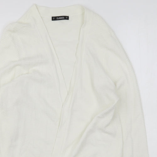 Dunnes Stores Womens White V-Neck  Viscose Cardigan Jumper Size S