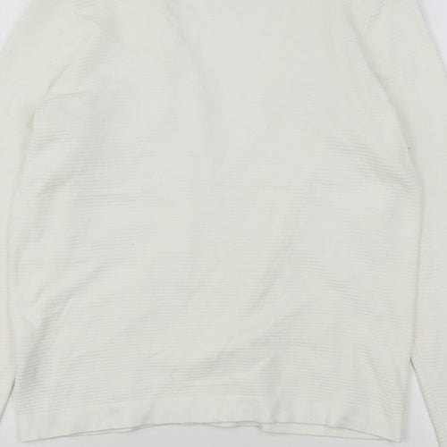 Dunnes Stores Womens White V-Neck  Viscose Cardigan Jumper Size S