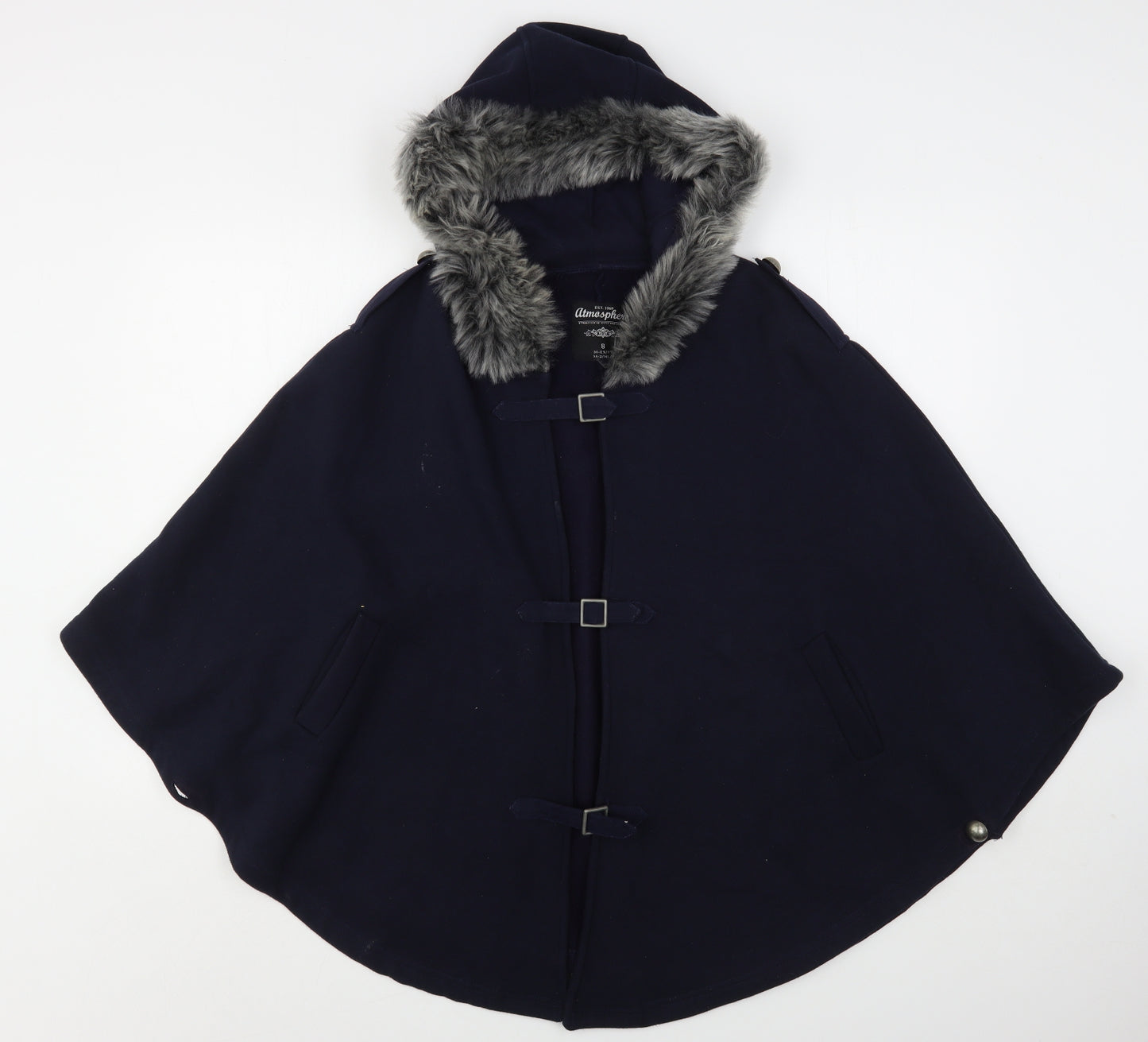 Atmosphere Womens Blue  Cotton Cape Hoodie Size 8