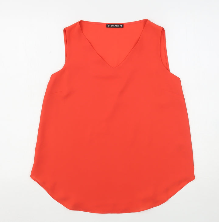 Dunnes Stores Womens Red Polyester Basic Blouse Size 10 V-Neck