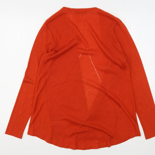Dunnes Stores Womens Orange V-Neck  Acrylic Cardigan Jumper Size S