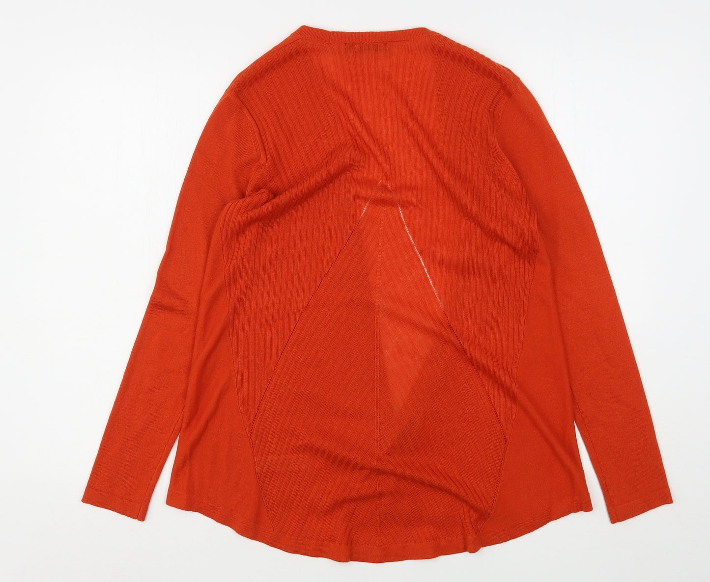 Dunnes Stores Womens Orange V-Neck  Acrylic Cardigan Jumper Size S