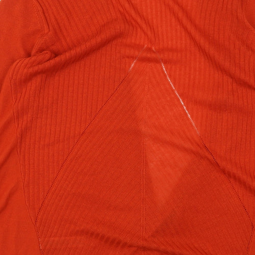 Dunnes Stores Womens Orange V-Neck  Acrylic Cardigan Jumper Size S