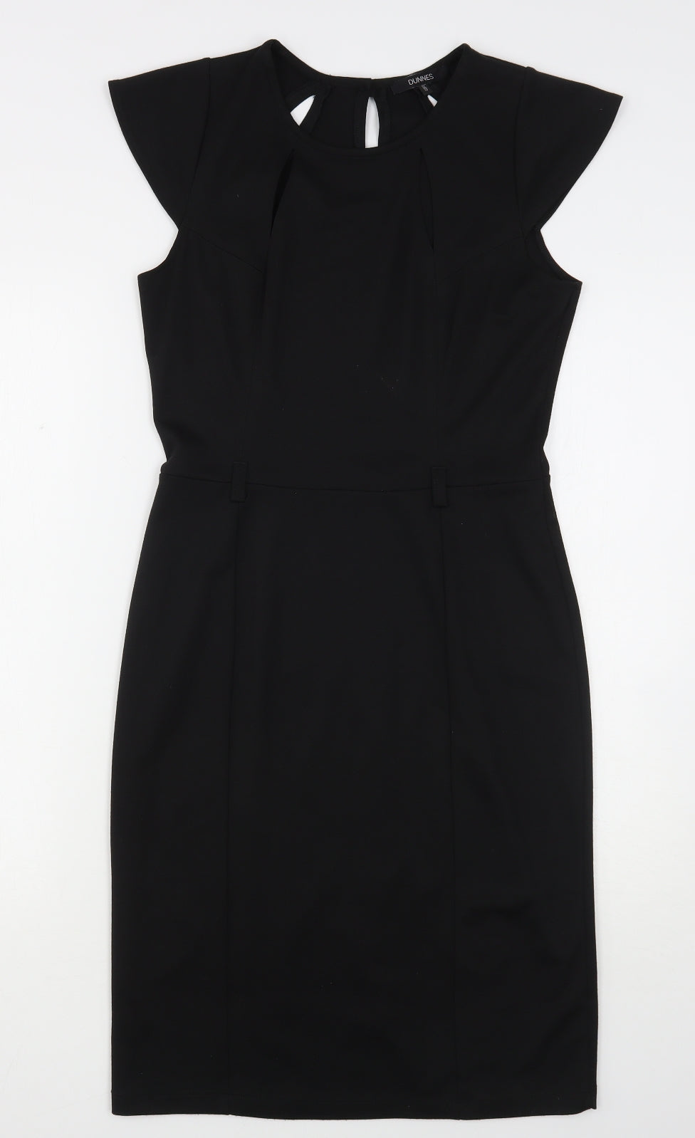 Dunnes Stores Womens Black  Polyester Pencil Dress  Size 12  Round Neck