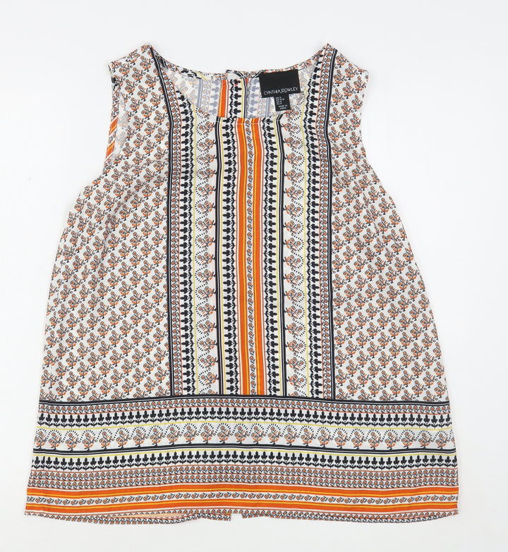 Cynthia Rowley Womens Multicoloured Floral Polyester Basic Blouse Size M Round Neck