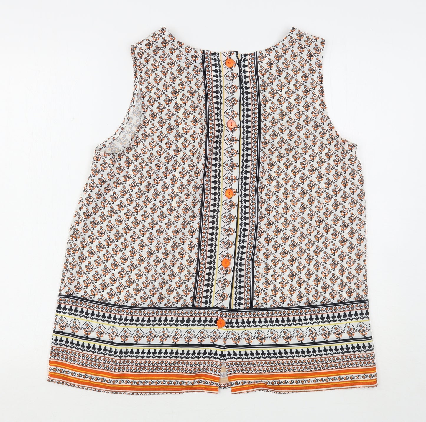 Cynthia Rowley Womens Multicoloured Floral Polyester Basic Blouse Size M Round Neck
