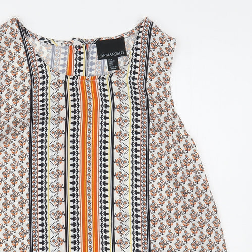 Cynthia Rowley Womens Multicoloured Floral Polyester Basic Blouse Size M Round Neck