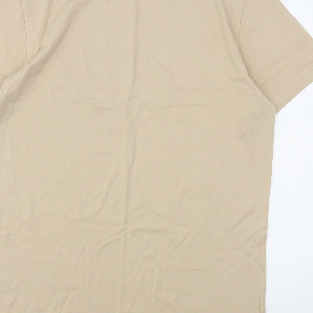 TU Mens Beige  Cotton  T-Shirt Size M Round Neck