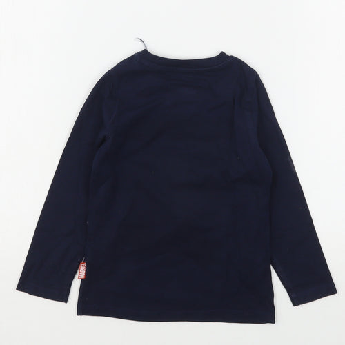 Marks and Spencer Boys Blue Geometric Cotton Basic T-Shirt Size 2-3 Years Round Neck  - Avengers
