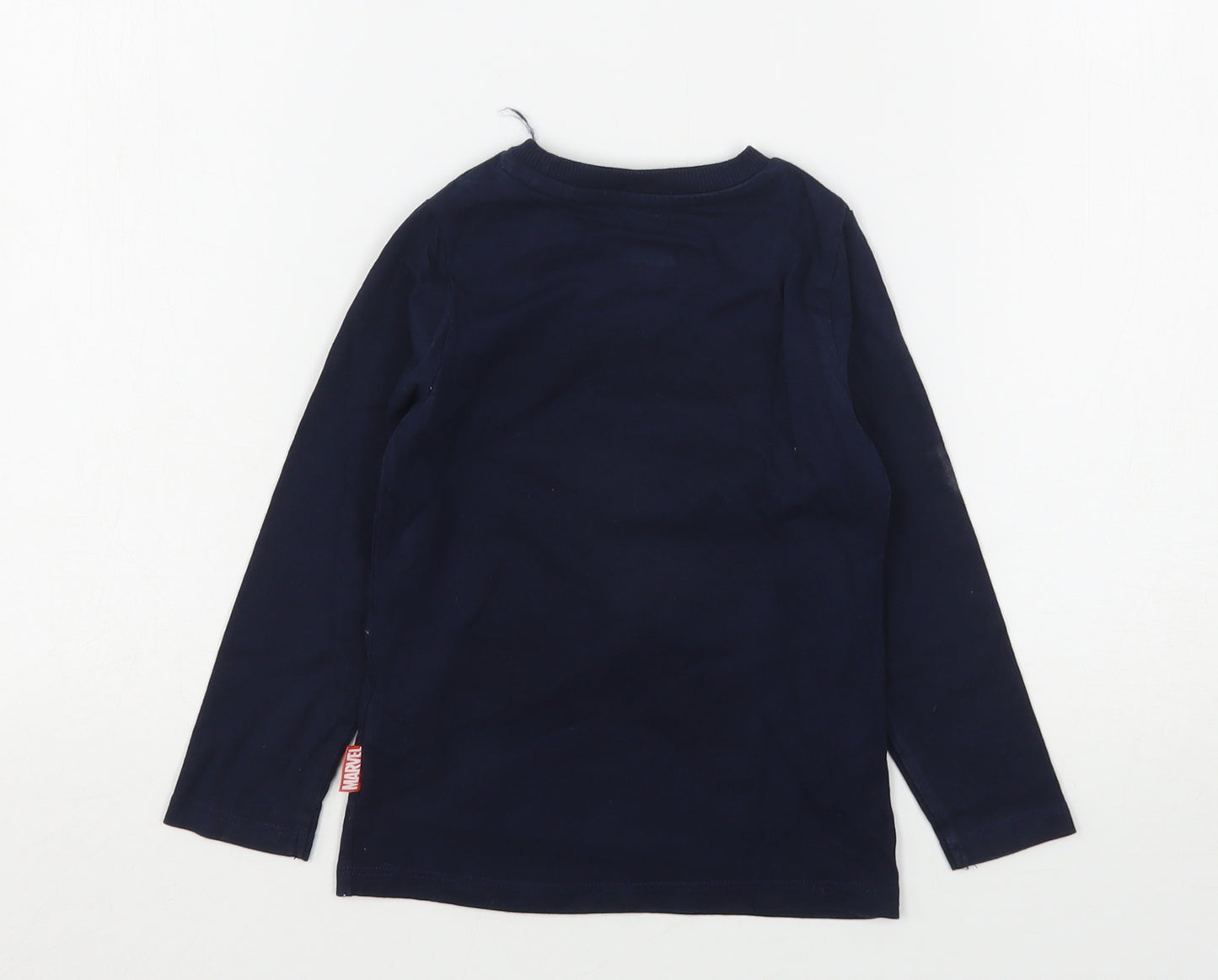 Marks and Spencer Boys Blue Geometric Cotton Basic T-Shirt Size 2-3 Years Round Neck  - Avengers
