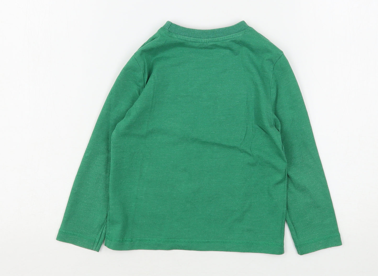 F&F Boys Green  Cotton Basic T-Shirt Size 3-4 Years Round Neck  - Christmas