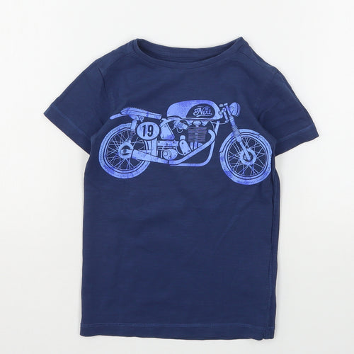 NEXT Boys Blue  Cotton Basic T-Shirt Size 3 Years Round Neck  - Motorbike