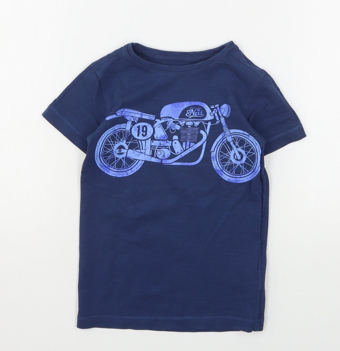 NEXT Boys Blue  Cotton Basic T-Shirt Size 3 Years Round Neck  - Motorbike