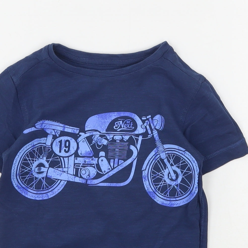 NEXT Boys Blue  Cotton Basic T-Shirt Size 3 Years Round Neck  - Motorbike