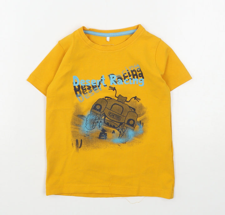 name it Boys Orange  Cotton Basic T-Shirt Size 4 Years Round Neck