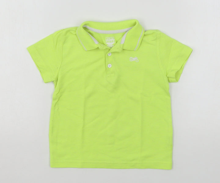 F&F Boys Green Cotton Basic Polo Size 2-3 Years Collared