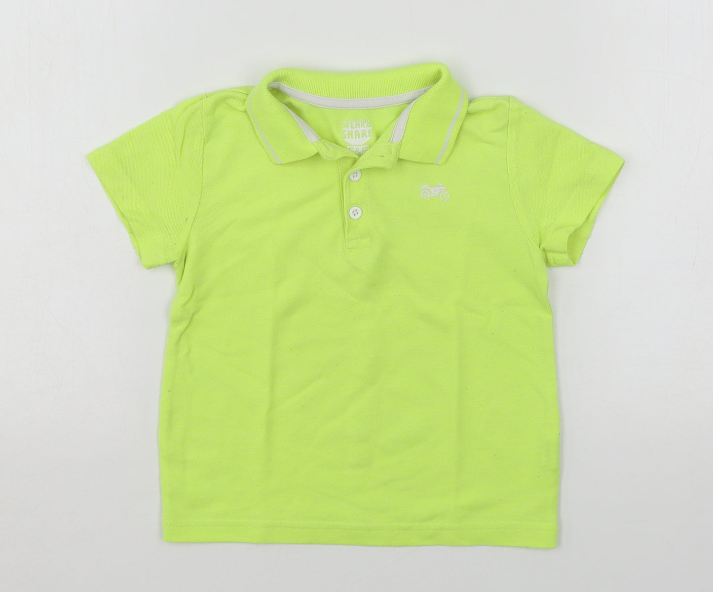 F&F Boys Green  Cotton Basic Polo Size 2-3 Years Collared