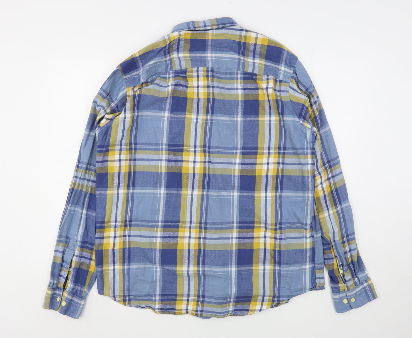 NEXT Mens Blue Plaid Cotton  Button-Up Size XL Collared
