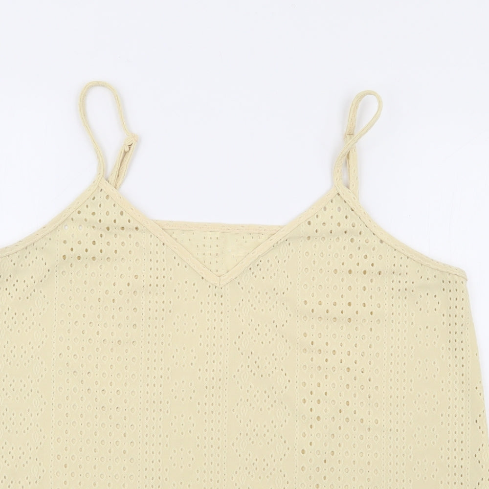 SheIn Womens Yellow Geometric Polyester Camisole Tank Size 14 V-Neck
