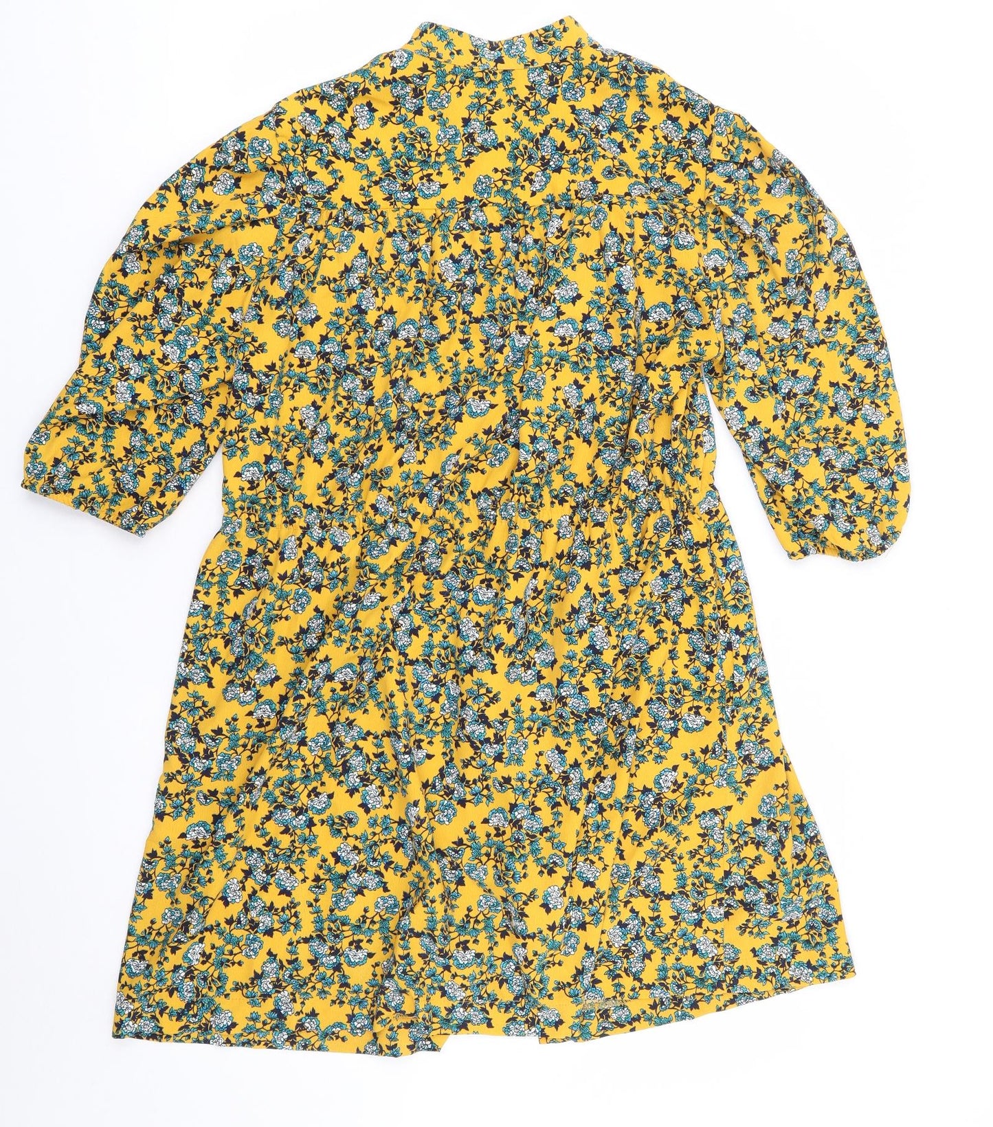 Topshop Womens Multicoloured Floral Polyester Shirt Dress  Size 10  Mock Neck Button
