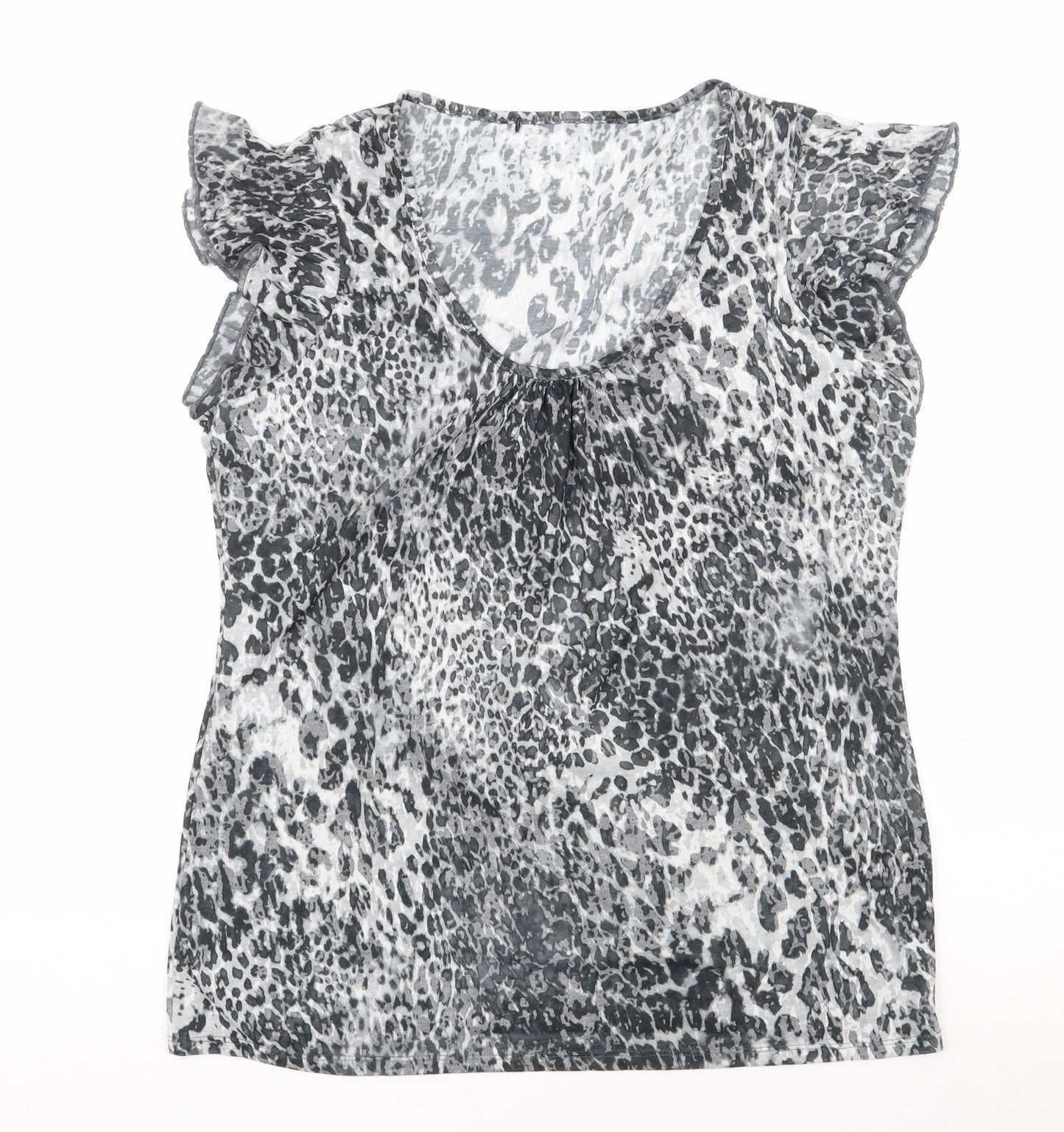George Womens Grey Animal Print Polyester Jersey T-Shirt Size 16 Round Neck