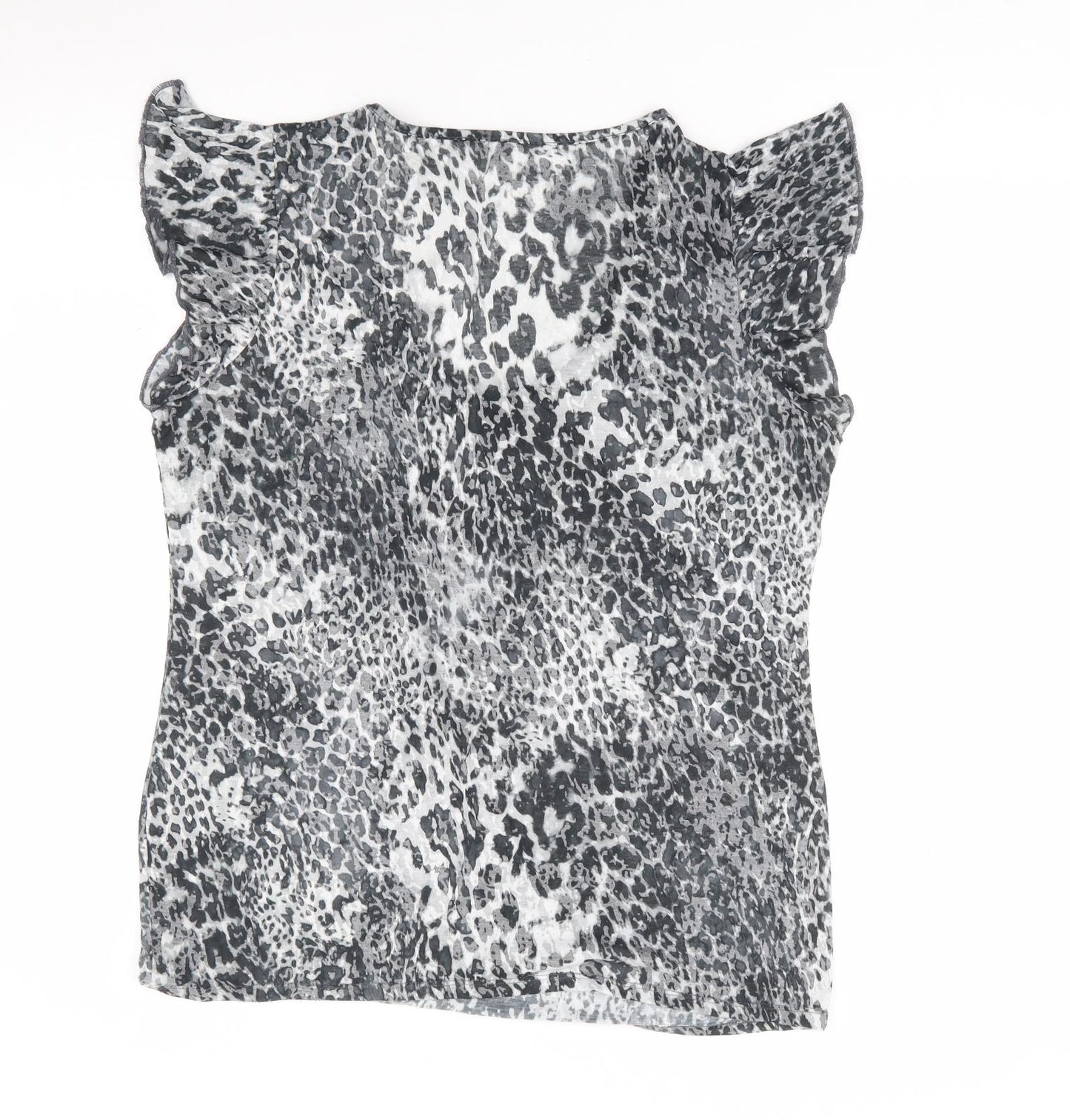 George Womens Grey Animal Print Polyester Jersey T-Shirt Size 16 Round Neck