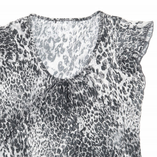 George Womens Grey Animal Print Polyester Jersey T-Shirt Size 16 Round Neck