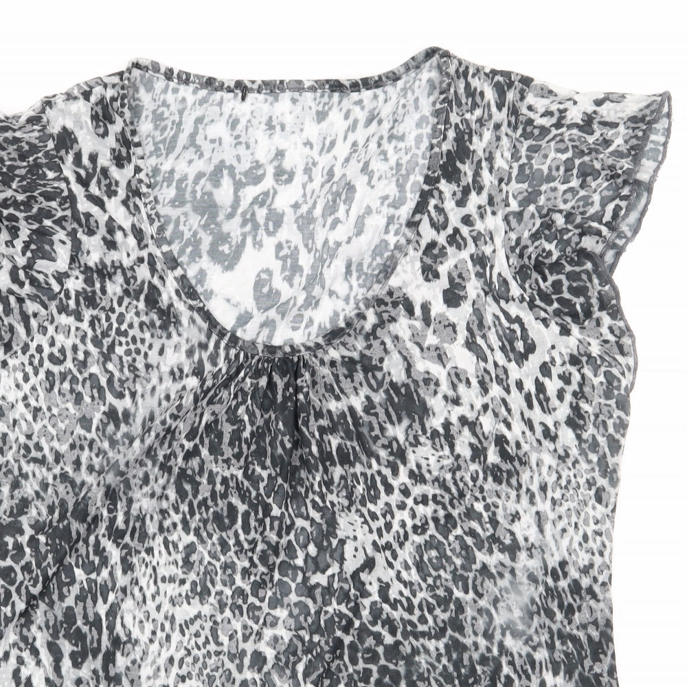 George Womens Grey Animal Print Polyester Jersey T-Shirt Size 16 Round Neck