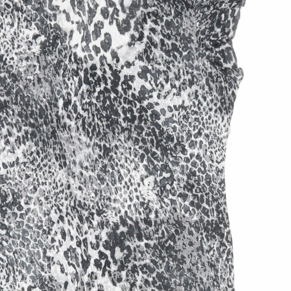 George Womens Grey Animal Print Polyester Jersey T-Shirt Size 16 Round Neck