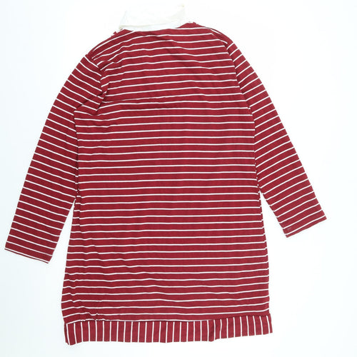 Tofisa Womens Red Striped Viscose Shirt Dress  Size 16  Collared Pullover