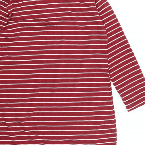 Tofisa Womens Red Striped Viscose Shirt Dress  Size 16  Collared Pullover