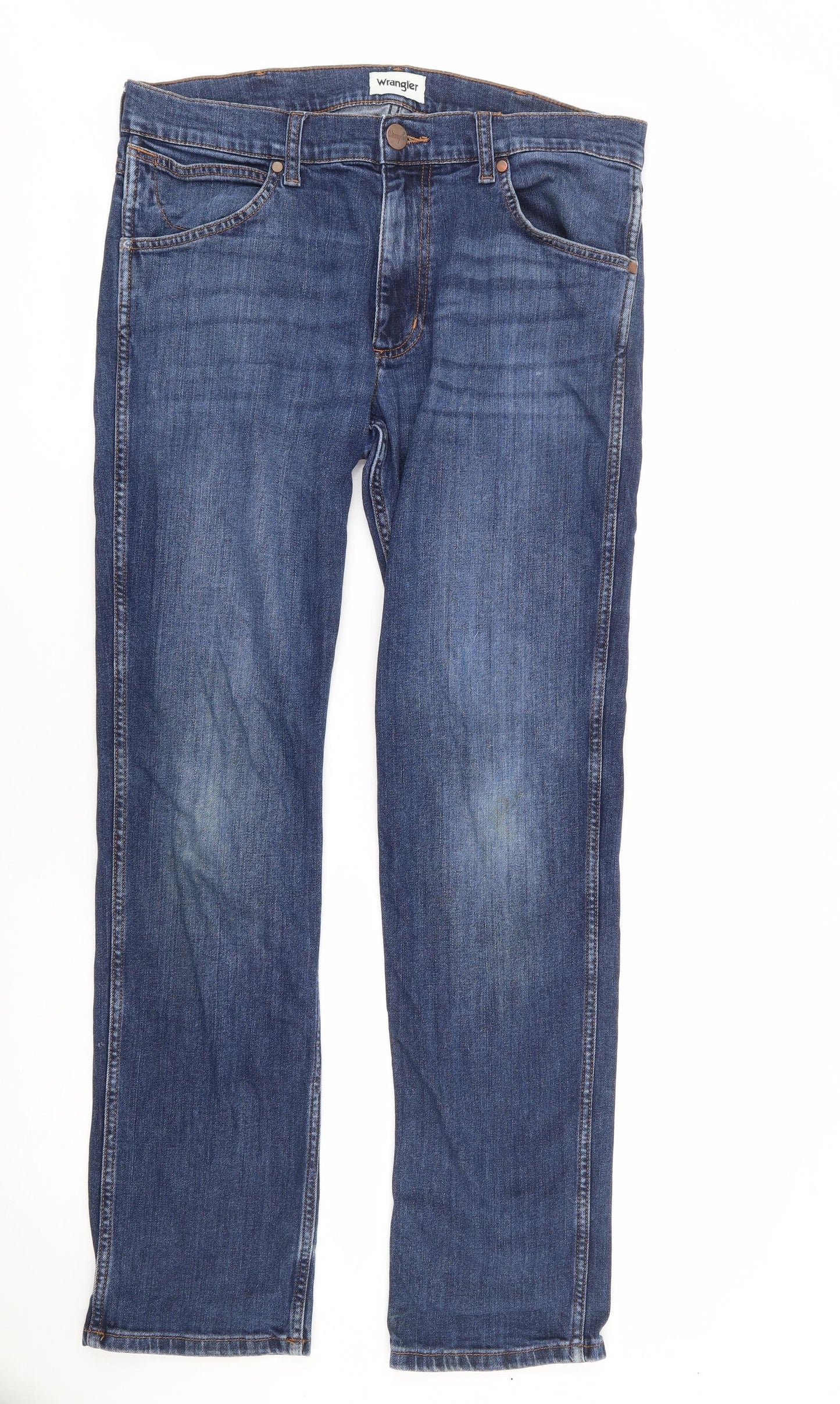 Wrangler Mens Black  Cotton Straight Jeans Size 32 L32 in Regular Zip
