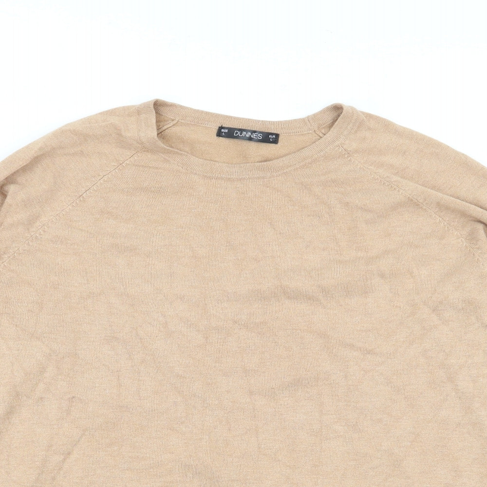Dunnes Womens Beige Crew Neck  Viscose Pullover Jumper Size L