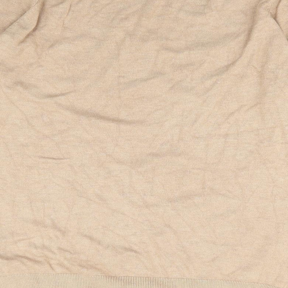 Dunnes Womens Beige Crew Neck  Viscose Pullover Jumper Size L
