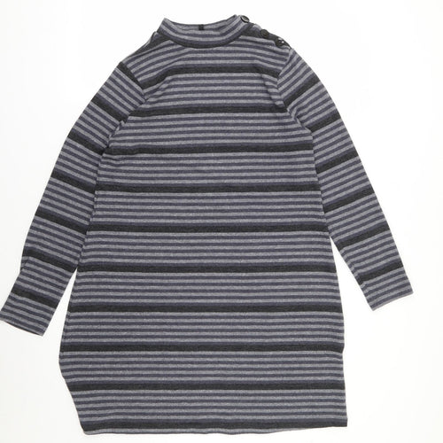 Peacocks Womens Multicoloured Striped Polyester Jumper Dress  Size 12  Mock Neck Pullover