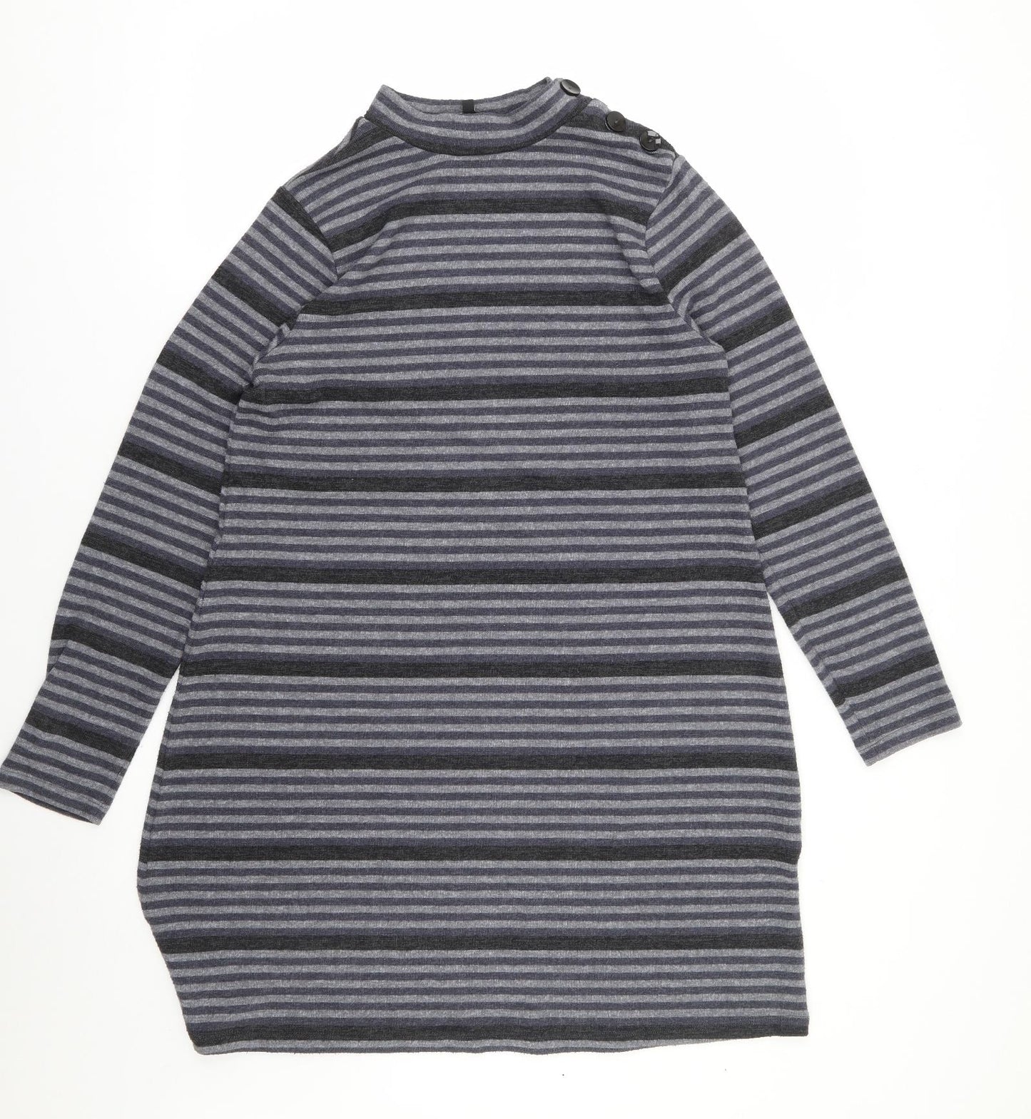 Peacocks Womens Multicoloured Striped Polyester Jumper Dress  Size 12  Mock Neck Pullover