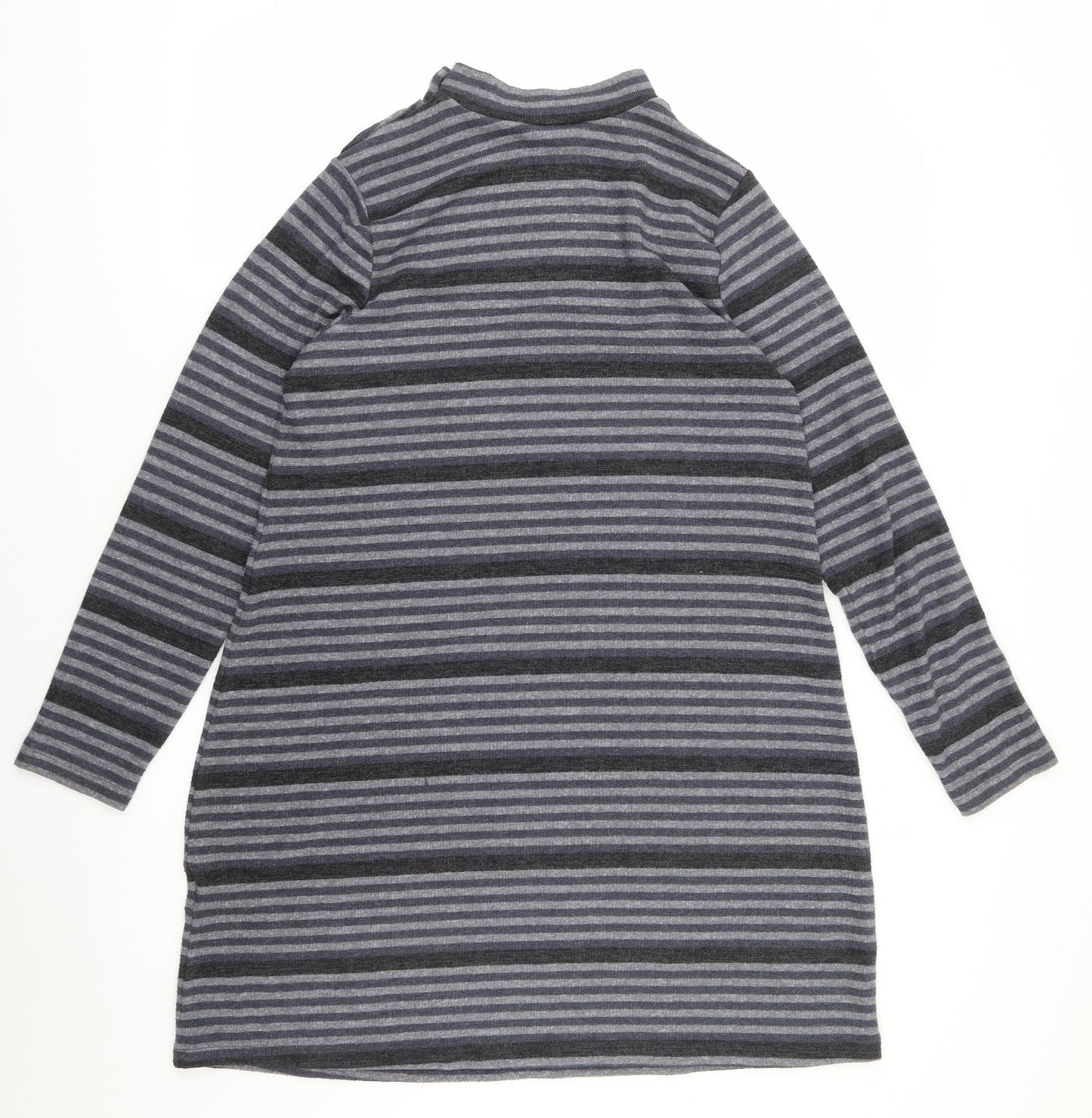 Peacocks Womens Multicoloured Striped Polyester Jumper Dress  Size 12  Mock Neck Pullover