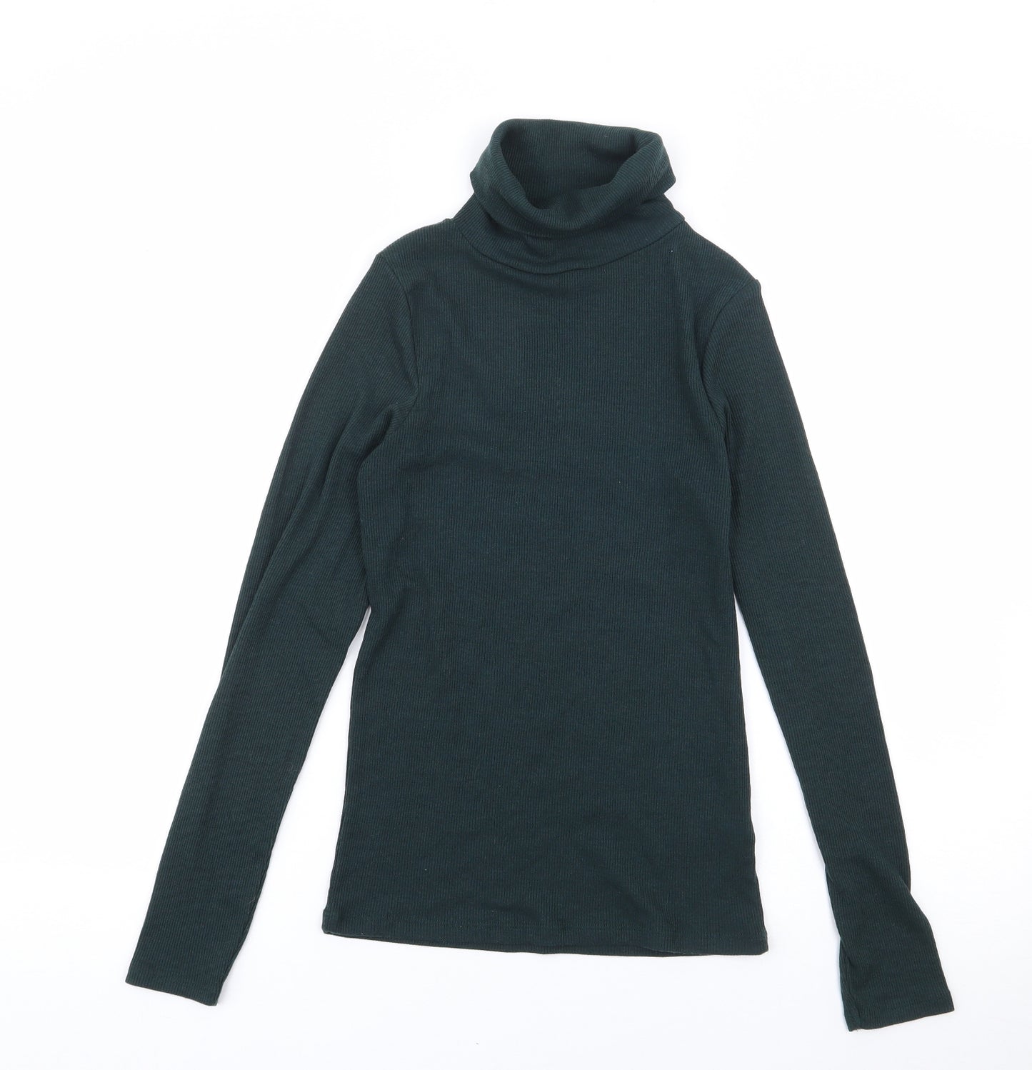 New Look Womens Green  Polyester Jersey T-Shirt Size 12 Roll Neck