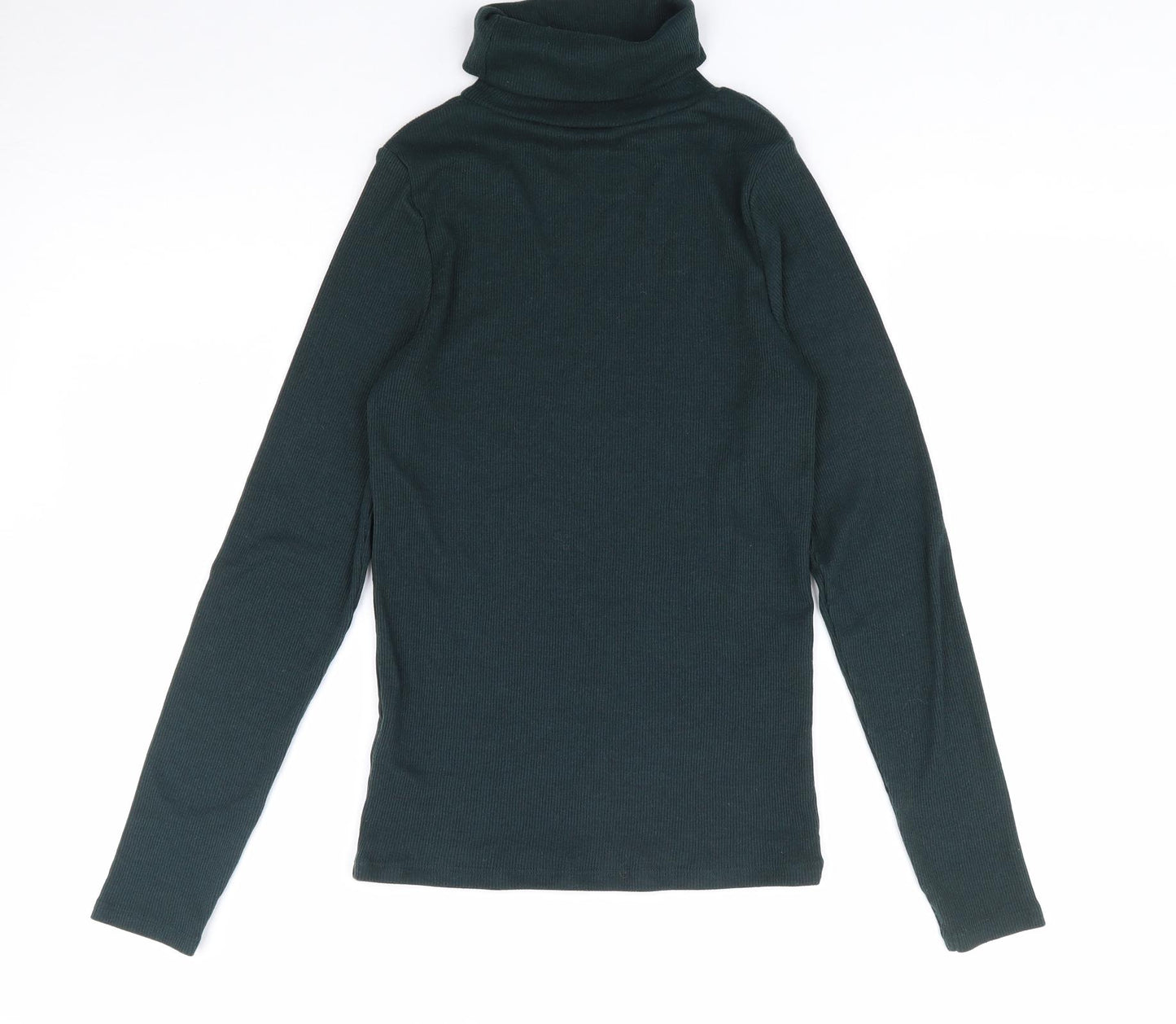 New Look Womens Green  Polyester Jersey T-Shirt Size 12 Roll Neck
