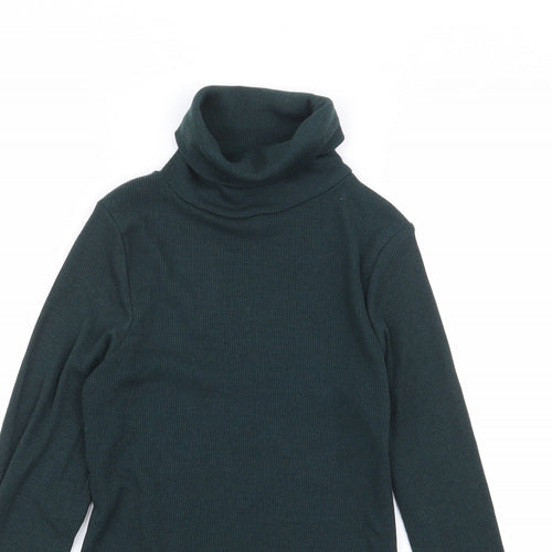 New Look Womens Green  Polyester Jersey T-Shirt Size 12 Roll Neck