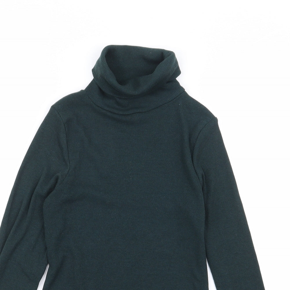 New Look Womens Green  Polyester Jersey T-Shirt Size 12 Roll Neck