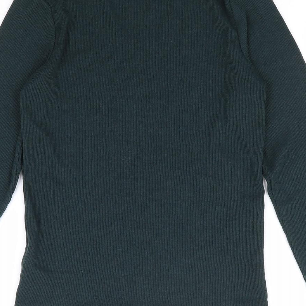 New Look Womens Green  Polyester Jersey T-Shirt Size 12 Roll Neck