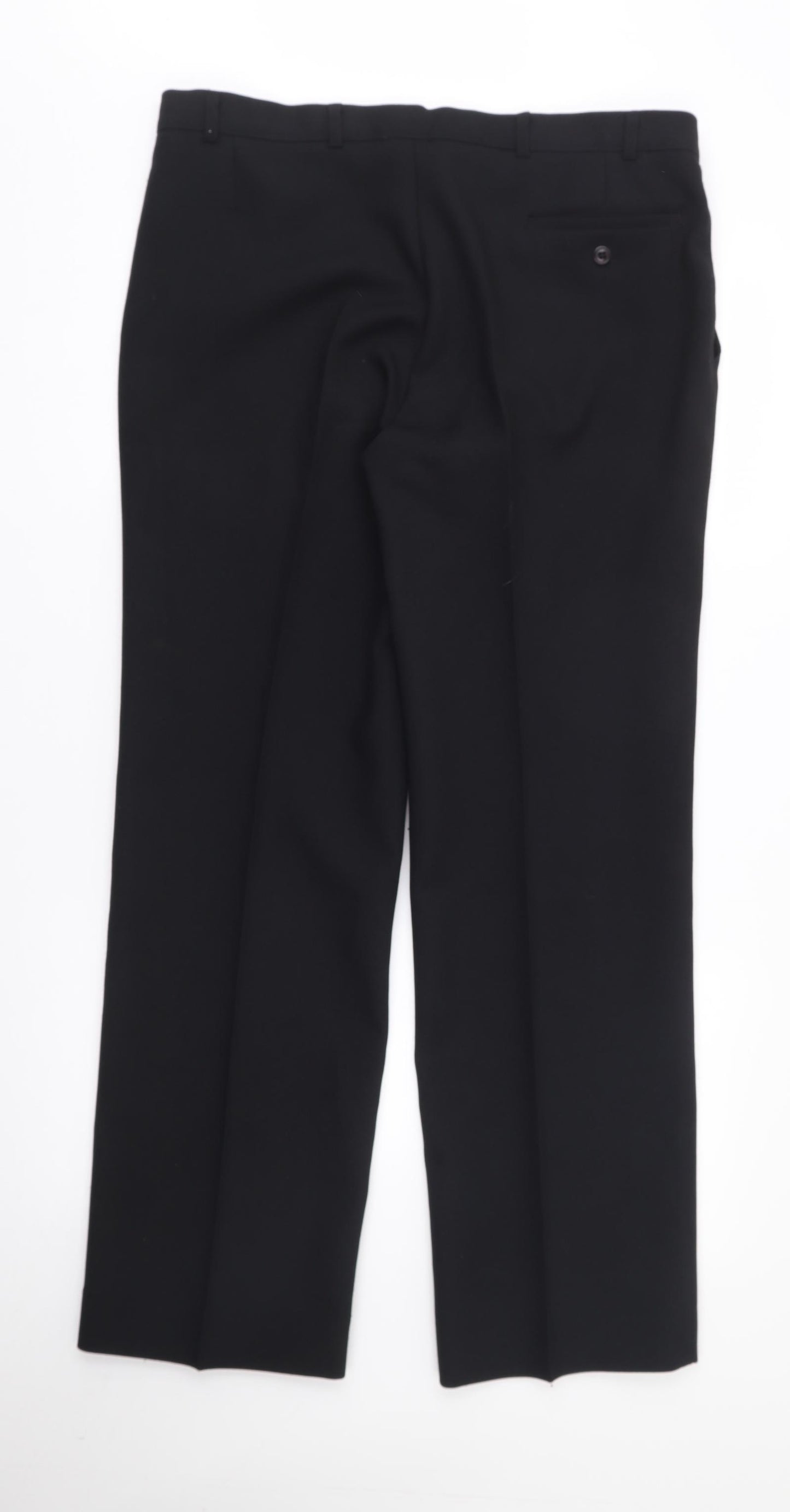 St Micheal Mens Black  Polyester Trousers  Size 36 in L29 in Regular Zip
