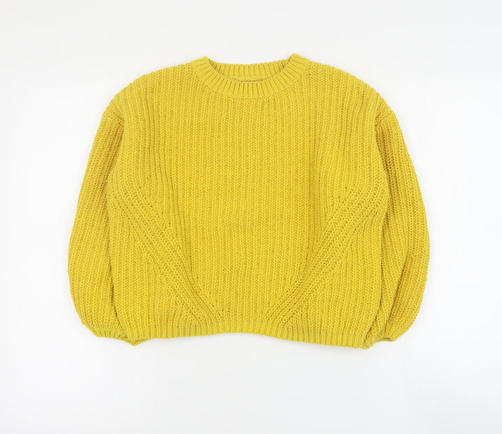 F&F Girls Yellow Round Neck Polyester Pullover Jumper Size 10-11 Years Pullover
