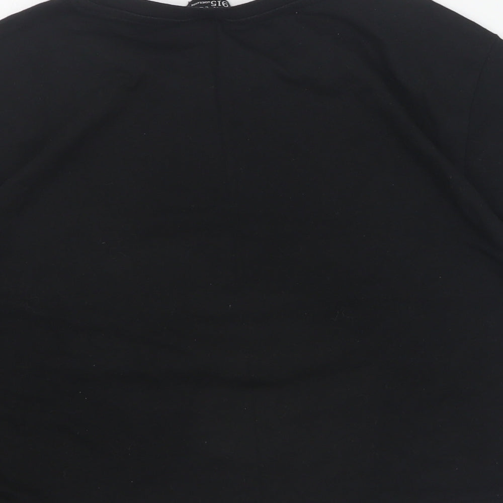 New Look Girls Black  Cotton Pullover T-Shirt Size 12-13 Years Crew Neck Pullover - Cropped